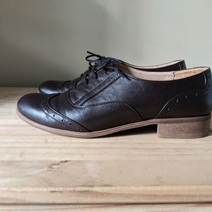 Dark Brown Leather Oxfords Sz 38